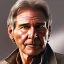 Placeholder: stunning photo realistic head to waist portrait of harrison ford as han solo in star wars with photo realistic short hair by alice zhang,Sam Spratt, Yi Fan, Houston Sharp, Matija Obrovac, Sharp focus, brown eyes, realistically and naturally weathered and rough skin,space jacket from star wars, octane render, intricate