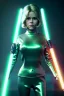 Placeholder: Ultra Realistic retro sci-fi portrait image from 1960, spaceship, sweet young Jane Fonda, dress with tight latex suit, lightsaber fighting stance, soft color, highly detailed, unreal engine 5, ray tracing, RTX, lumen lighting, ultra detail, volumetric lighting, 3d, finely drawn, high definition, high resolution.