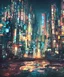 Placeholder:  realistic cyberpunk city in Banks of ocean potrait