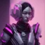 Placeholder: Portrait Rabbit helmet, cyberpunk Asian woman, black pink color, highly detailed, art stations, concept art, smooth, unreal engine 5, god rays, ray tracing, RTX, lumen lighting, ultra detail, volumetric lighting, 3d, finely drawn, high definition, high resolution.