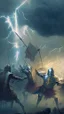 Placeholder: lightning against an army medieval