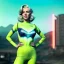 Placeholder: Realistic image, retro sci-fi, portrait, waist up view, blonde woman, sweet Marylin Monroe face, perfect iris, glow eyes. tight lycra tights suit, epic style, vibrant color, highly detailed, unreal engine 5, ray tracing, RTX, lumen lighting, ultra detail, volumetric lighting, 3d, finely drawn, high definition, high resolution.