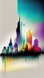 Placeholder: Skyline rainbow brushstroke abstract