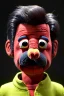 Placeholder: Waist up muppet Portrait, Nicolas maduro us muppet doll, black hair, Venezuelan president, red and yellow tracksuit, mustache, photo studio, background, unreal engine 5, concept art, art station, ray tracing, lumen lighting, ultra detail, volumetric lighting, 3d.