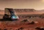 Placeholder: A Tesla 'Semi' (semi truck) is parked, at the Cydonia region on Mars. (CINEMATIC, WIDE ANGLE LENS, PHOTO REAL)