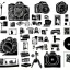 Placeholder: elements of photographic equipment. poster graphics. high detailed. ink and acrylic.