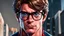 Placeholder: spider-man, half face human, face with glasses, half mask