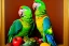 Placeholder: nature morte parrot surrealism