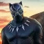 Placeholder: Fantasy, olamide badoo as black panther, heroic, award winning, insanely detailed, sunlit, realistic, ocean,acrylic paint, 8k resolution, hdr, trident