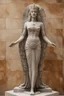 Placeholder: full body stone statue of Virgo Empress Kadosh Iesus Yeshiva Dictator of the Known Universe Queen of Heaven Ishtar Venus Ekadeshi Hathor Asherah Athena Ostara Qudshu Qetesh Britannia Columbia Goddess of many names in Hindu Egyptian Aztec Mayan Native American Japanese Yakut Ancient Greek style, statue, marble granite texture, pale white dull colours, photo-realistic, 50mm lens, f/2.8, natural soft lighting