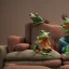 Placeholder: Two frogs sitting on the sofa in the living room and PS4 consoles in their hands,fantasy,4K,8K,16K