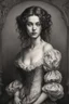 Placeholder: full body etching of a malevolent, predatory vampire girl with highly detailed hair and facial features ,in the style of Rembrandt, Gian Lorenzo Bernini, and Johannes Vermeer, with a fine art aesthetic, highly detailed , realistic , 4k UHD