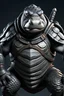 Placeholder: War background a muscular turtle with tungsten armor with a two turret weapon in his shoulder