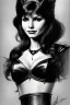 Placeholder: drawing of young victoria principal as evil queen in black leather, feminie, angry, stern look on her face, volouptous, busty, cleavage, emperious, mature, highly detailed, digital painting, artstation, concept art, smooth, sharp focus, illustration, art by gaston bussiere and alphonse mucha