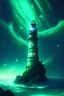 Placeholder: infinity malachite lighthouse on a glittering astral sea, spectacular fantasy landscape concept art,
