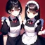 Placeholder: Girl, black hair, red eyes, smiling, maid