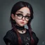 Placeholder: a 14 year old, goth aesthetic, glasses, digital art, stylised