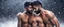 Placeholder: Hyper realistic shirtless muscular shahid kapoor hugging Justin timberlake at snowfall night