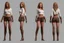 Placeholder: Female character full anatomy Proportions including front, side, and back model sheet .stylized animation character 8k Art station. stylized realistic style character vray render .smooth skin.