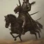 Placeholder: Nomad cavalry. Warriors. Leather armor. Black. Sharp details. Roar. Fast galloping.