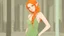 Placeholder: Hot Elf with orange hair and glowing green eyes She wears a light green dress