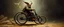Placeholder: master oil painting by Rembrandt, magic trike man with vertical front wheel, and horisontal back wheels, gremlin brown, final battle forgotten realms