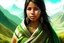 Placeholder: Digital art, high quality, digital masterpiece, natural illumination, realistic, action film style, (1 young peruvian girl:3), (dark brown hair:1.8), tan skin, (sexy green eyes:1.8), (tall:1.8), (White peruvian poncho:1.8), Peruvian patterns, a mountain at background, sunny day, (Sun in the sky:2)