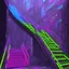 Placeholder: colorful modern bold camo illusion cyberpunk neon stairs