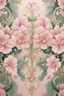 Placeholder: Create a hand-painted mural featuring symmetrical floral patterns in delicate pink and green tones. Integrate subtle gold accents to enhance the elegance and charm of the design.