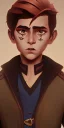 Placeholder: Portrait of a handsome brown haired little warlock kid by Nick Harris