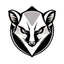 Placeholder: Rat face(Angry) logo on a triangular shield shape, vector(black white and gray)