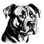 Placeholder: A line art of dog (American Staffordshire Terrier). make this black and white and a bit filly.