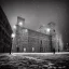 Placeholder: A very dark square in Florence. Stormy night. Snow is covering the pavement. A cathedral in the background. A lonely cat on the street. Unreal Engine. HDR.