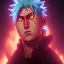 Placeholder: portrait of naruto, fire eyes, ultimate power, beast mode,cyberpunk effect,