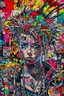 Placeholder: Ultra detailed medium portrait painting of chaos showing anxiety , no air, tight, torn up punk poster, broken circuitry background, matrix effects, punk visual art, punk art aesthetic, graffiti art, pop surrealism, collage art, cluttered paint glitches