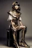 Placeholder: full body picture of a woman with a bob, a fringe hairstyle, Cleopatra clothing futuristic steampunk