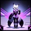 Placeholder: a fox fursona, darker colors, master quality, backlighting, soft lights, full body portrait, in frame, 8k, furry, fur, black and purple color pallet, robotic arm, cyberpunk, anthropomorphic, perfectly drawn face, animal legs, paws