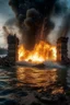 Placeholder: fire explosion in side the ocean on an abandoned ruins under the water