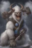 Placeholder: Dnd a bugbear with white fur and a blue nose