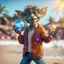 Placeholder: Bill Gates as hairy groove funk kobold hippie holding disco ball on beach ,bokeh like f/0.8, tilt-shift lens 8k, high detail, smooth render, down-light, unreal engine