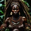 Placeholder: Behold the powerful alluring and pretty african congo shaman woman, her body adorned with with rutual paintings, in the middle of congo jungle. intricate details, HDR, beautifully shot, hyperrealistic, sharp focus, 64 megapixels, perfect composition, high contrast, cinematic, atmospheric, moody