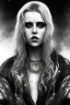 Placeholder: danish singer mø face, cyberpunk, black tones,