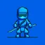 Placeholder: a pixel art-style simple 32-bit Ninja with a blue outfit