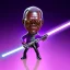 Placeholder: Samuel jackson purple jedi bobblehead with lightsaber that is purple and boots,