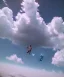 Placeholder: Ultra realistic clouds sky scene, wide angle, medium shot view, portrait, sweet Childs, free jumping flying, trinkets, monster hair, jelly beans, balls, smile, happy, Peter Pan style, inflatable color clothing, extreme, wind, clouds sea, 20,000 feet altitude, stratosphere, soft color, highly detailed, unreal engine 5, ray tracing, RTX, lumen lighting, ultra detail, volumetric lighting, 3d, finely drawn, high definition, high resolution.