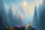 Placeholder: Impressionism , mystical long stairway up to heaven in the sky, atmospheric mist, beautiful colours, fine art, trending on artstation, masterpiece