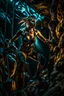 Placeholder: An action shot of a sexy looking zombie mountain climber, dramatic climb, an action shot, sexy crop top and tight leggings, climbing ropes,cinematic poster, cinematic lighting