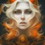 Placeholder: fantasy setting, woman, orange and white hair, wavy hair, freckles, ranger, more orange hair, more white hair, long white hairstrands