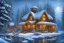 Placeholder: Christmas river mountain lantern cabin