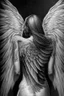 Placeholder: full body woman angel from back wings coming from her back, angel wearing long tunic ultra realistic tattoo